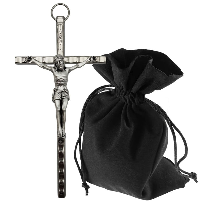 Silbernes Wandkreuz 11 × 5,5 cm – INRI - Kruzifix - LUNEXUS