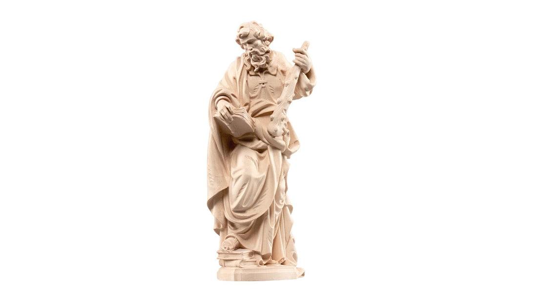 Statue en bois naturel de l'apôtre saint Jude Thaddée