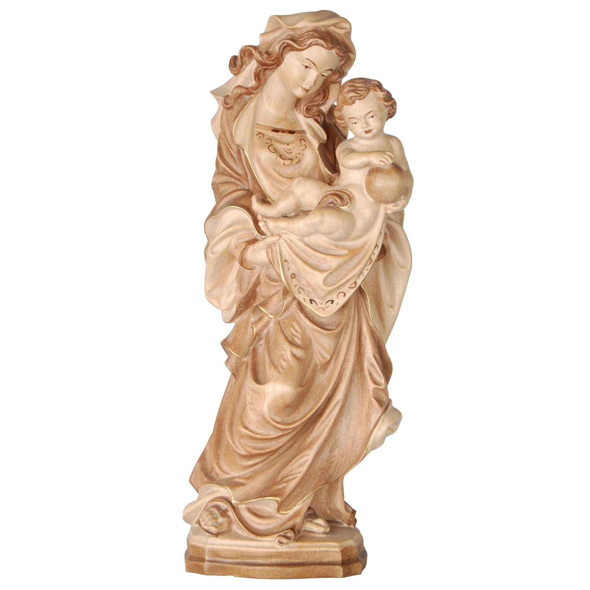 Madonna mit Kind „Mutter der Erde“ – handgeschnitzt in Südtirol, Lindenholz