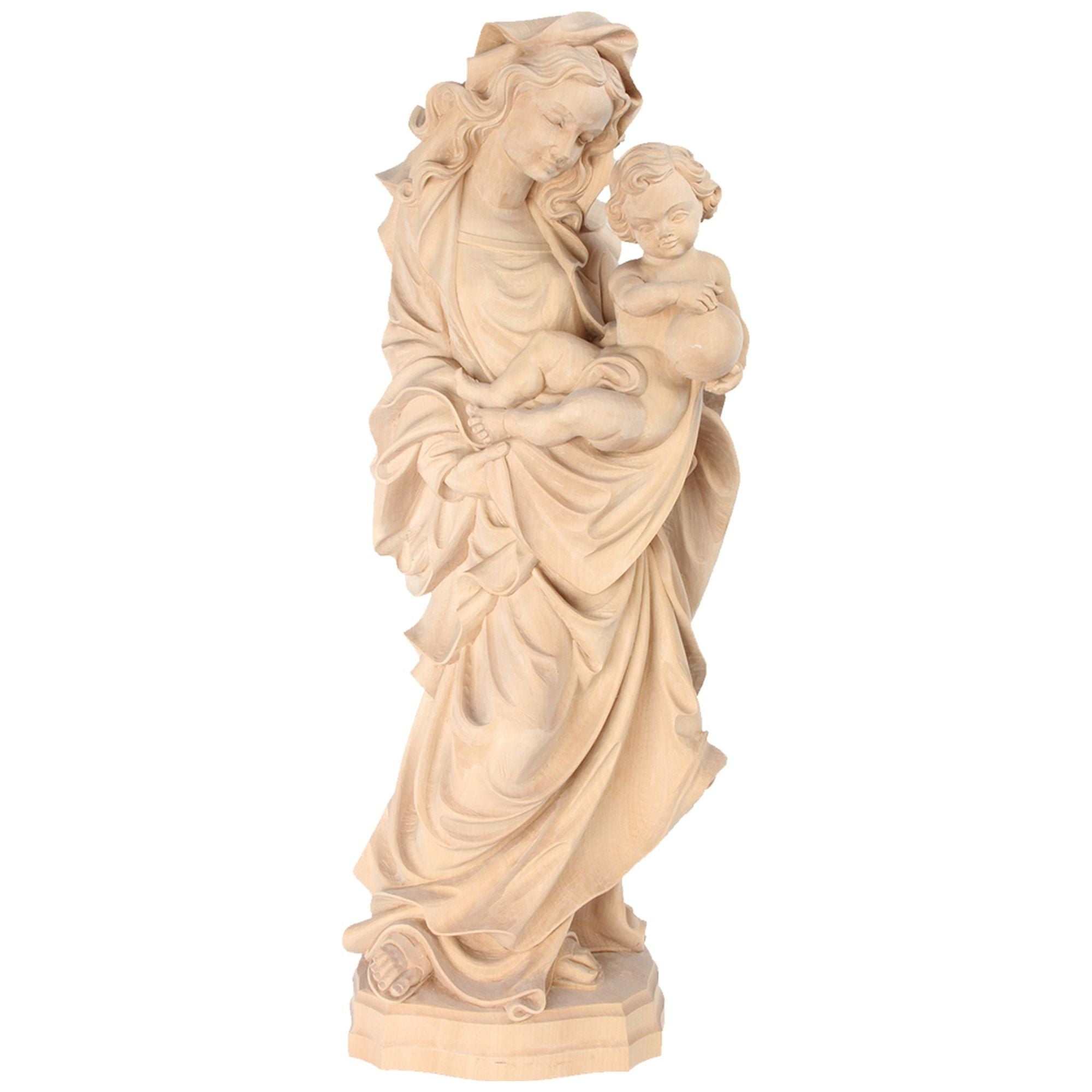 Madonna mit Kind „Mutter der Erde“ – handgeschnitzt in Südtirol, Lindenholz