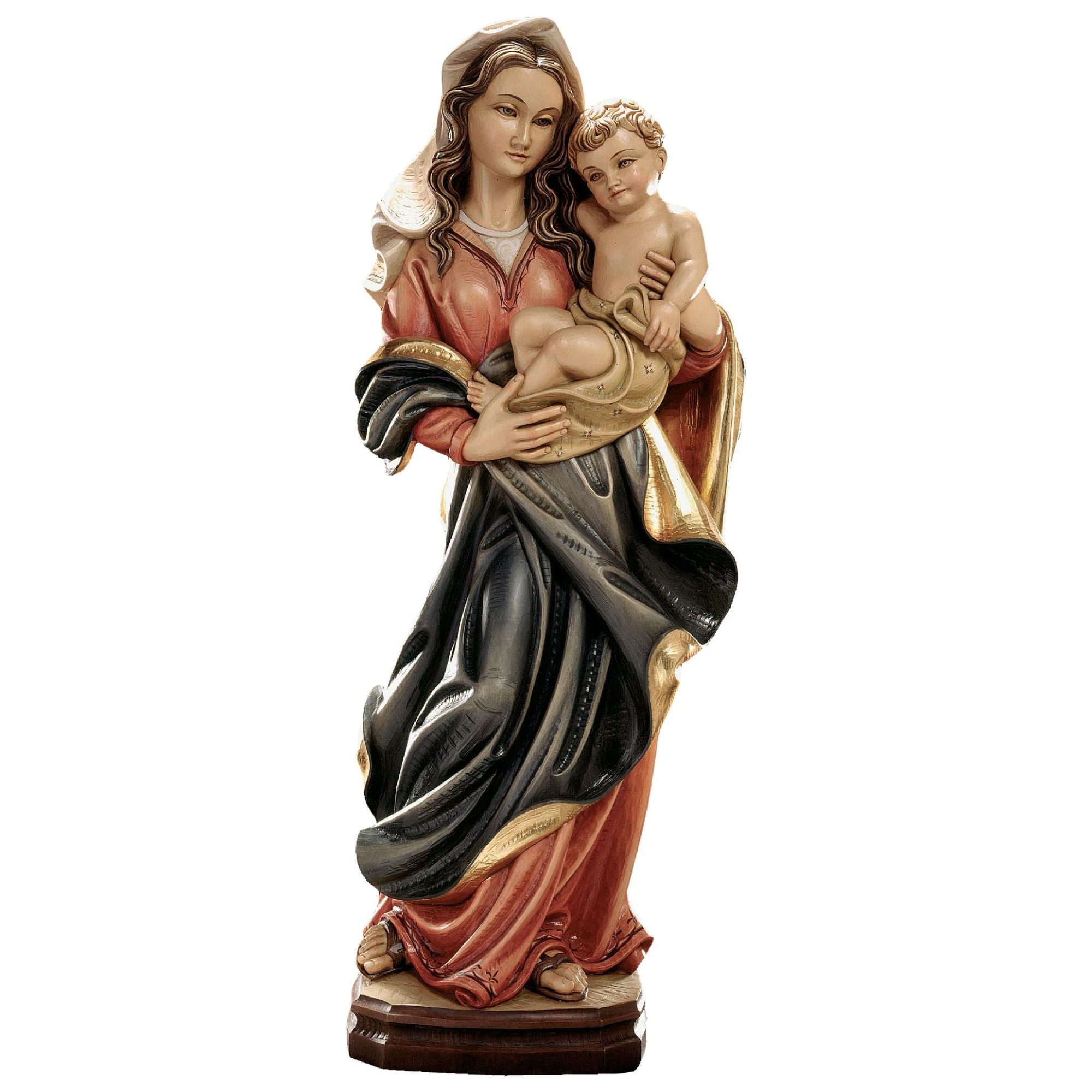 Madonna mit Kind „Mutter der Güte“ – neue Version, handgeschnitzt in Südtirol, Lindenholz