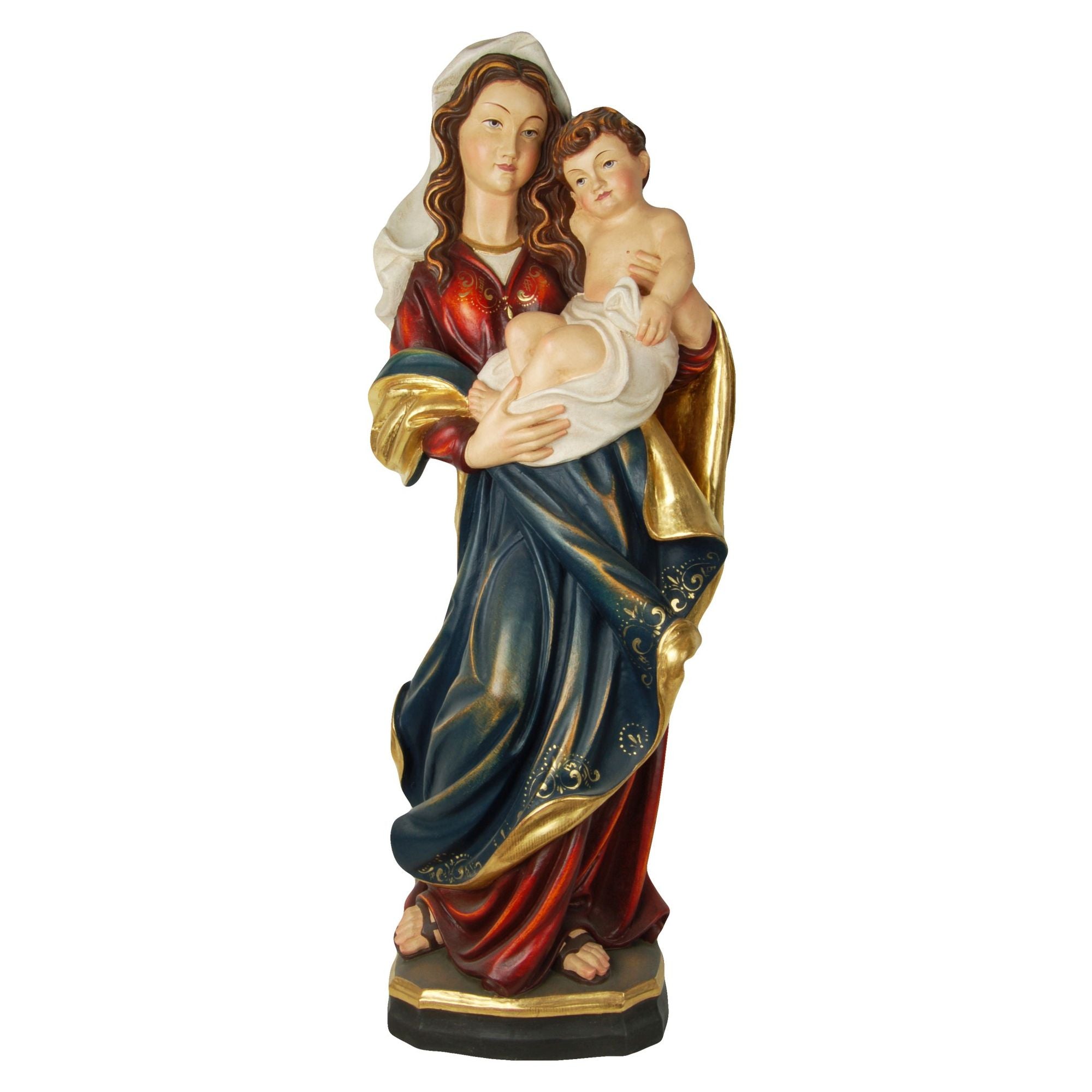 Madonna mit Kind „Mutter der Güte“ – neue Version, handgeschnitzt in Südtirol, Lindenholz