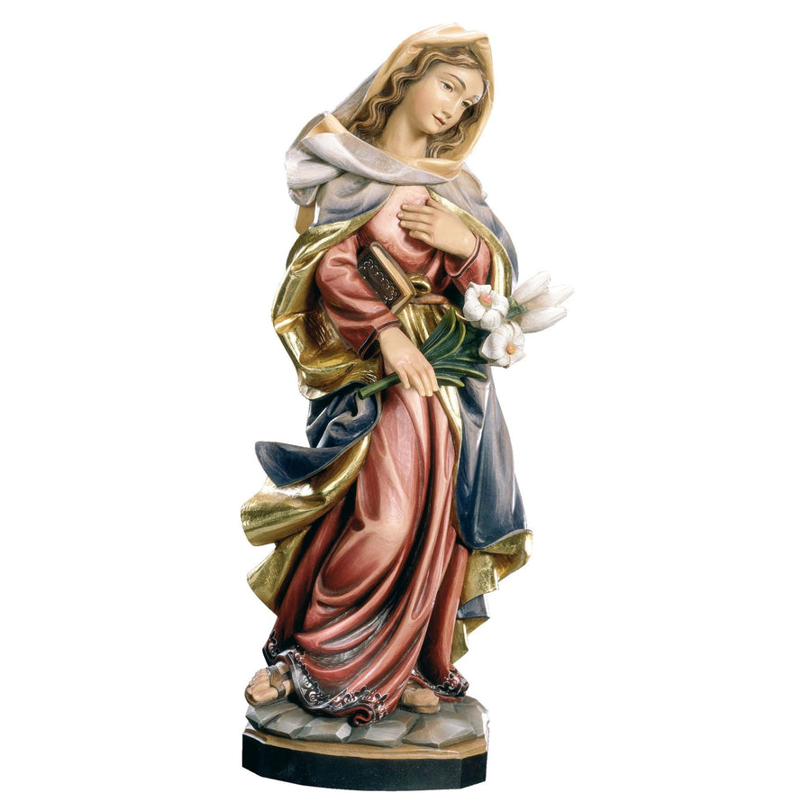 Madonna Immacolata mit Lilie – handgeschnitzte Holzfigur, Ausführung handbemalt