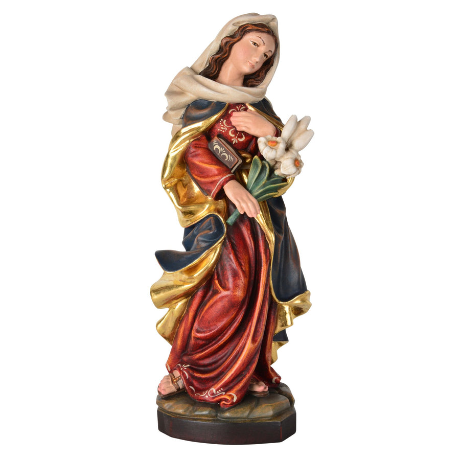 Madonna Immacolata mit Lilie – handgeschnitzte Holzfigur, Ausführung Echtgold