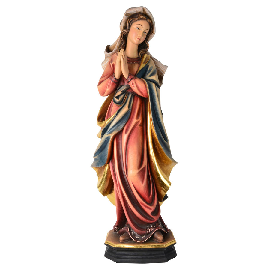 Betende Madonna – handgeschnitzte Holzfigur aus Südtirol, Ausführung handbemalt