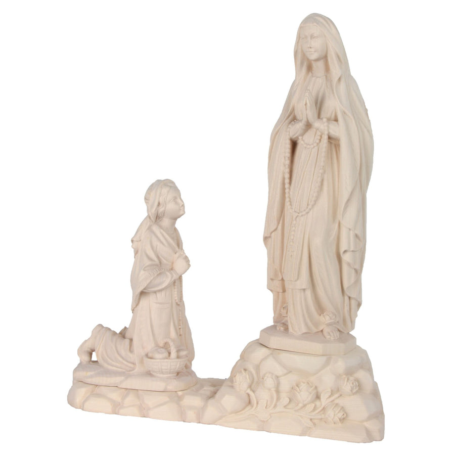 Lourdes-Gruppe – Marienerscheinung – handgeschnitzte Holzfigur aus Südtirol, Ausführung natur