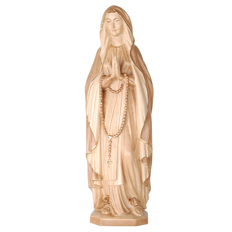 Madonna von Lourdes – handgeschnitzte Holzfigur, Ausführung mehrfarbig gebeizt