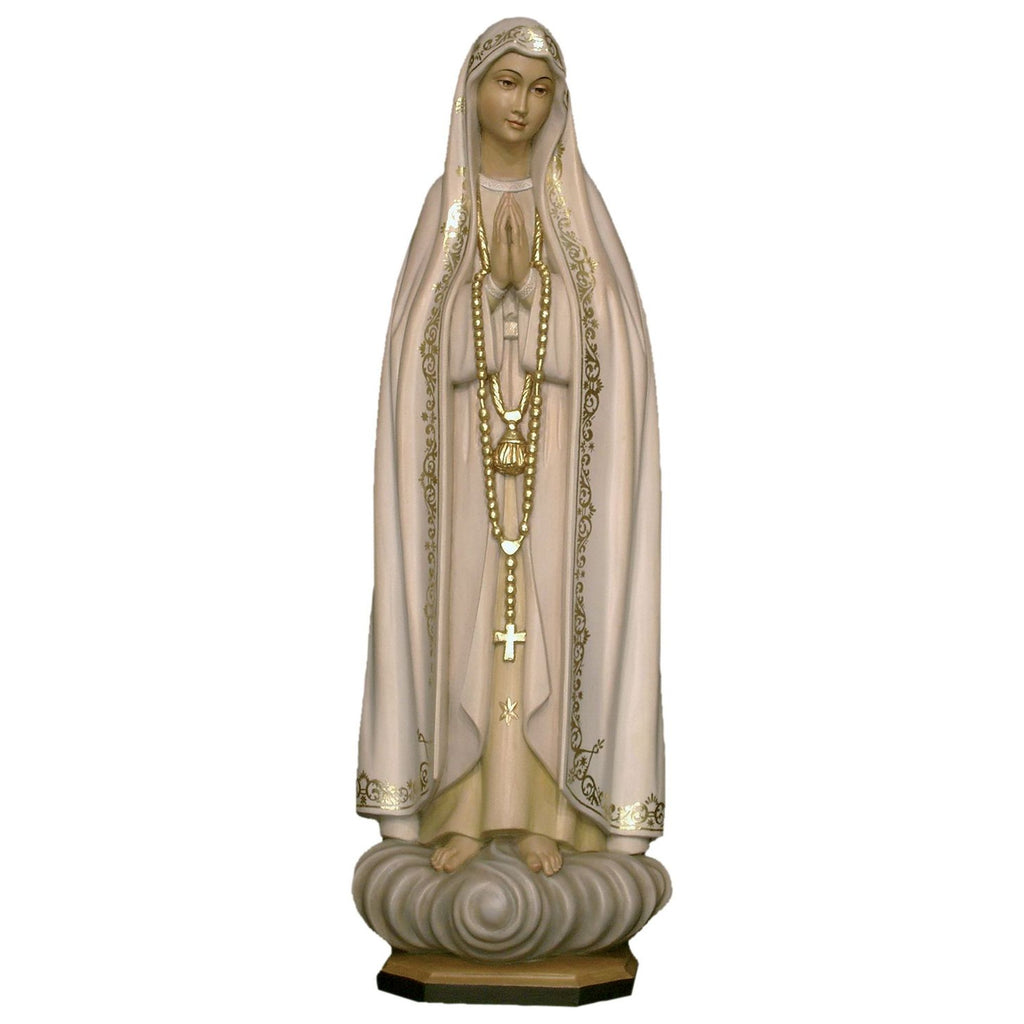 Madonna von Fatima – betende Holzfigur mit Rosenkranz, handgeschnitzt in Südtirol