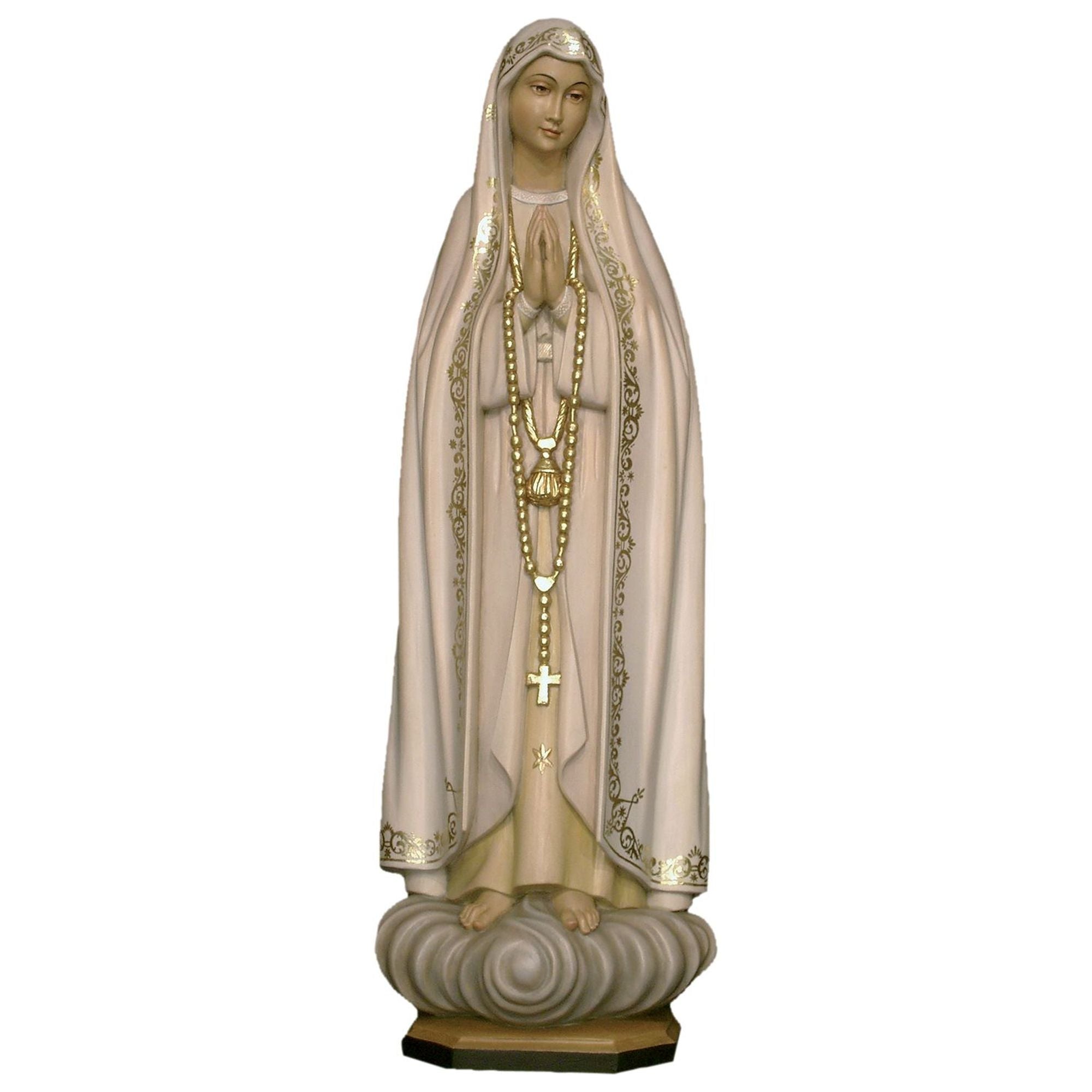 Madonna von Fatima – betende Holzfigur mit Rosenkranz, handgeschnitzt in Südtirol