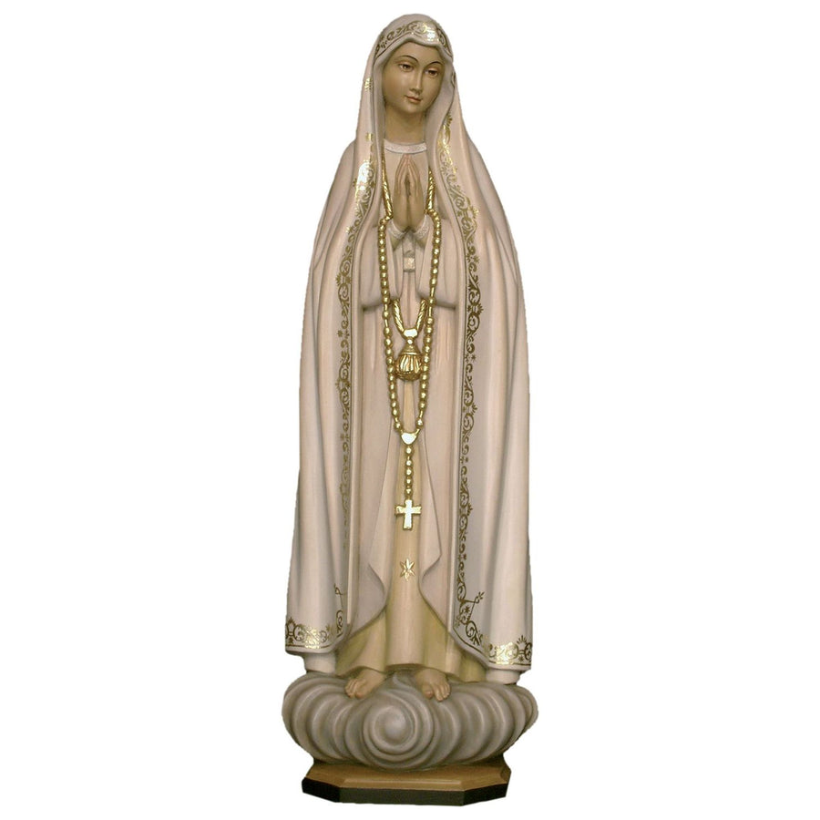 Madonna von Fatima mit Rosenkranz – handgeschnitzte Holzfigur, Ausführung handbemalt