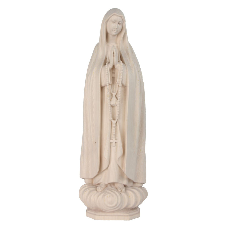 Madonna von Fatima mit Rosenkranz – handgeschnitzte Holzfigur, Ausführung natur