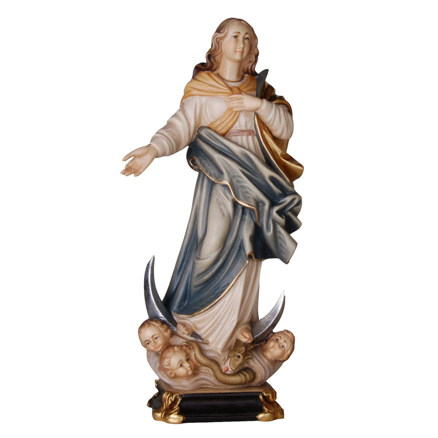 Immacolata with Angel – hand-carved wooden statue from South Tyrol, hand-painted finish