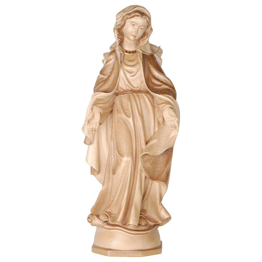 Madonna “Mother of Grace” – hand-carved wooden statue from South Tyrol, multicolour stained finish