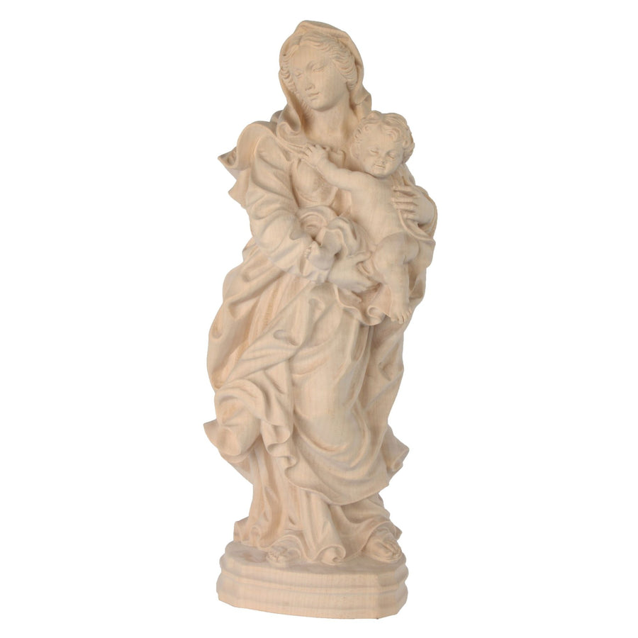 Madonna “Mother of Mercy” – hand-carved wooden statue from South Tyrol, natural finish