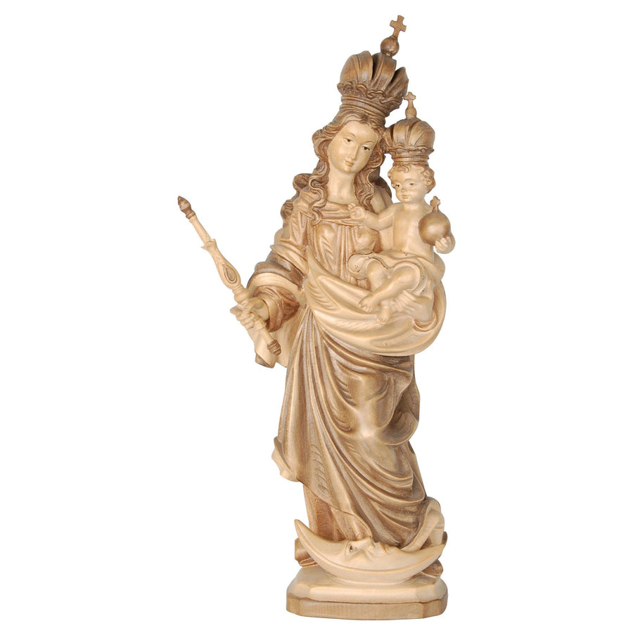 Madonna Bavaria mit Kind – handgeschnitzte Holzfigur, Ausführung mehrfarbig gebeizt
