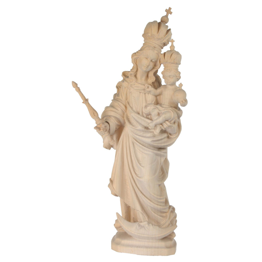 Madonna Bavaria mit Kind – handgeschnitzte Holzfigur, Ausführung natur