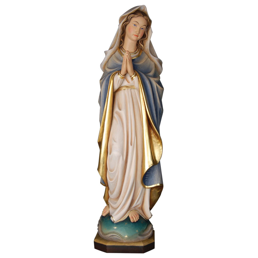 Virgen Inmaculada orante – talla de madera hecha a mano del Tirol del Sur, acabado pintado a mano