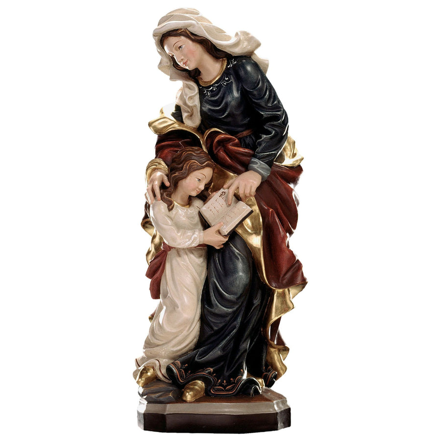 Hl. Anna mit Maria – handgeschnitzte Holzfigur, Ausführung Echtgold