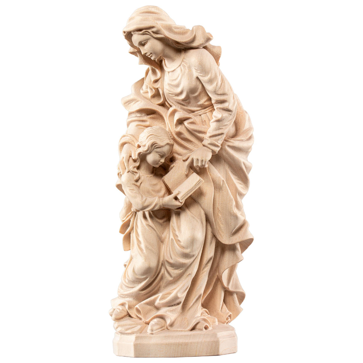 Hl. Anna mit Maria – handgeschnitzte Holzfigur, Ausführung natur