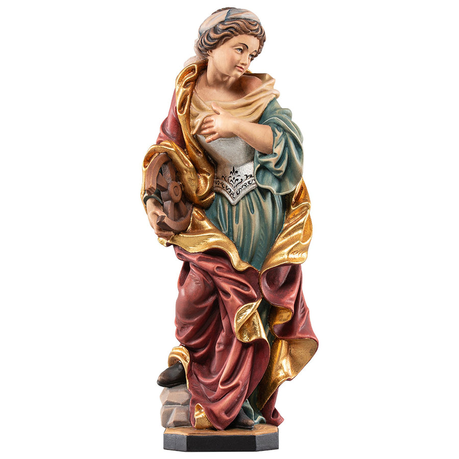 Hl. Katharina von Alexandria – handgeschnitzte Holzfigur, Ausführung handbemalt