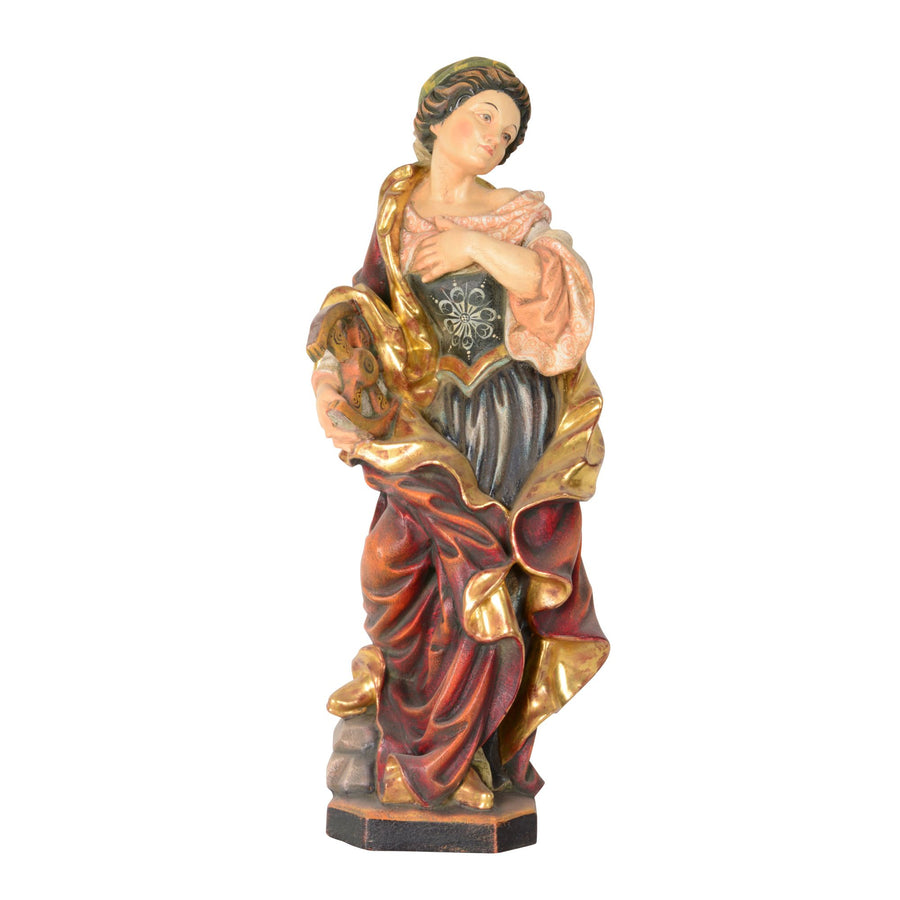 Hl. Katharina von Alexandria – handgeschnitzte Holzfigur, Ausführung Echtgold antik