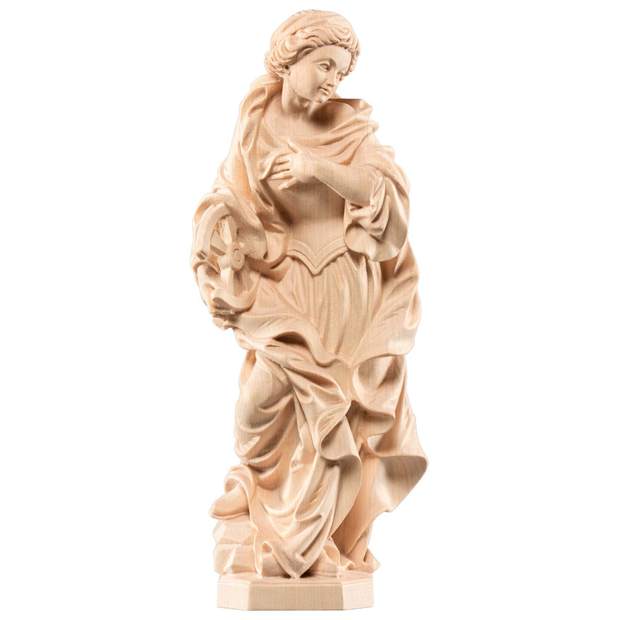 Hl. Katharina von Alexandria – handgeschnitzte Holzfigur, Ausführung natur