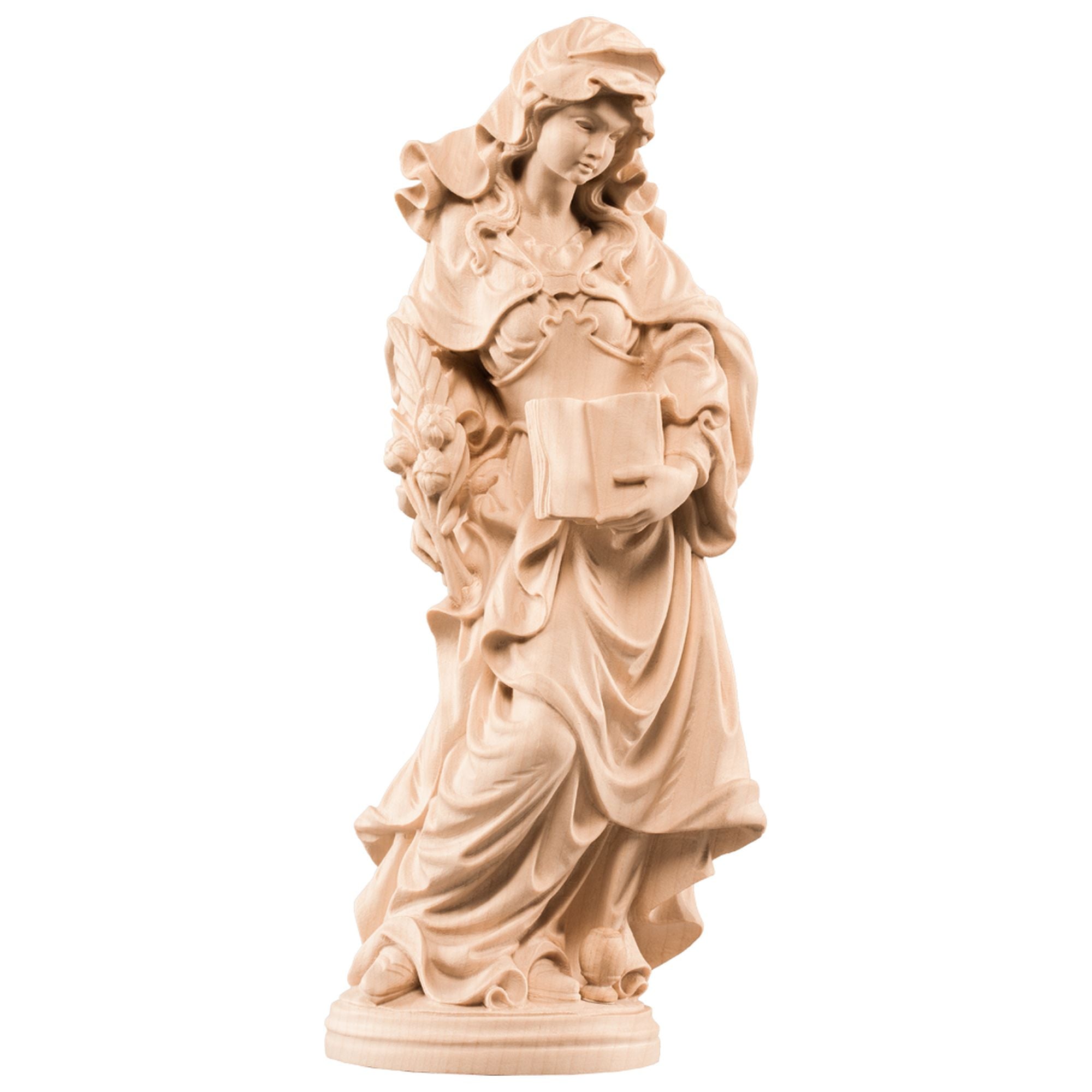 Hl. Saturnina mit Salbentopf – handgeschnitzt in Südtirol