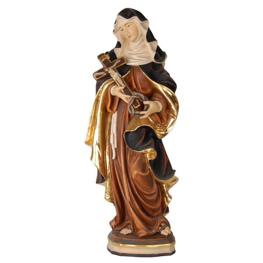 Hl. Rita von Cascia – handgeschnitzte Holzfigur, Ausführung Echtgold