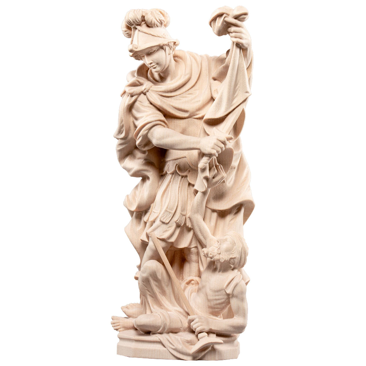 Hl. Martin mit Bettler – handgeschnitzte Holzfigur, Ausführung natur
