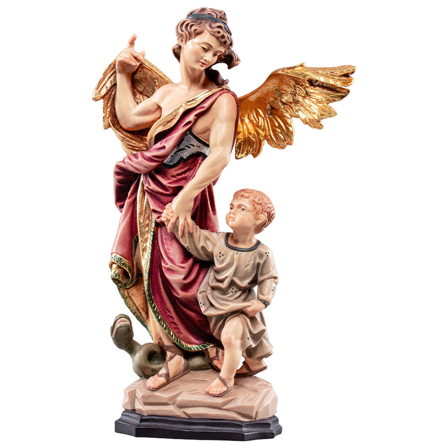 Saint Raphaël archange en ange gardien – statue en bois sculptée à la main, finition peinte à la main