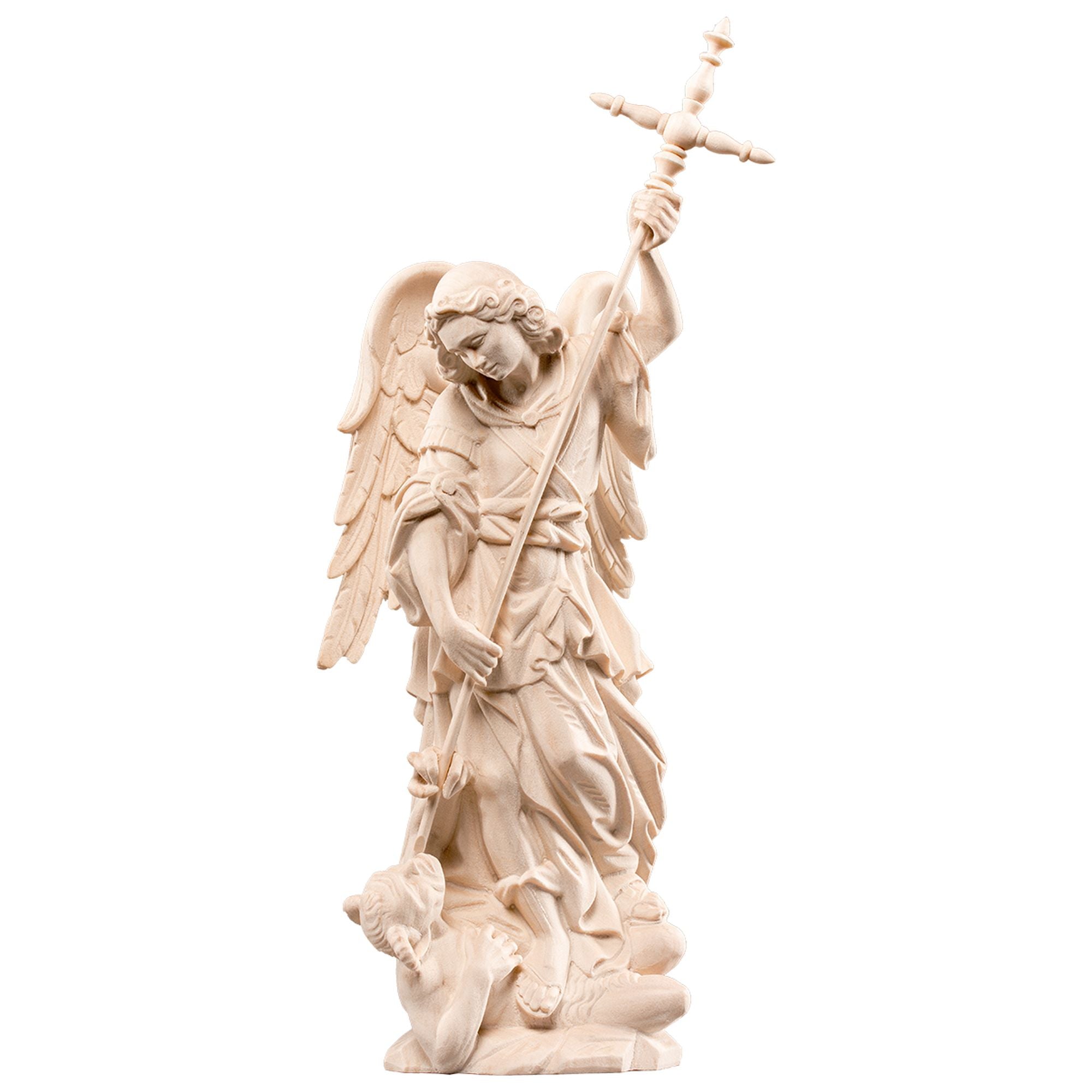 Hl. Michael mit Teufel – Erzengelfigur, handgeschnitzt in Südtirol