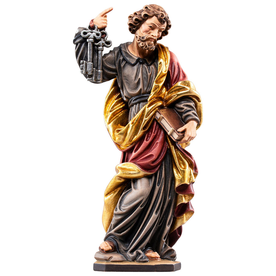 Hl. Petrus mit Schlüsseln – handgeschnitzte Holzfigur, Ausführung handbemalt