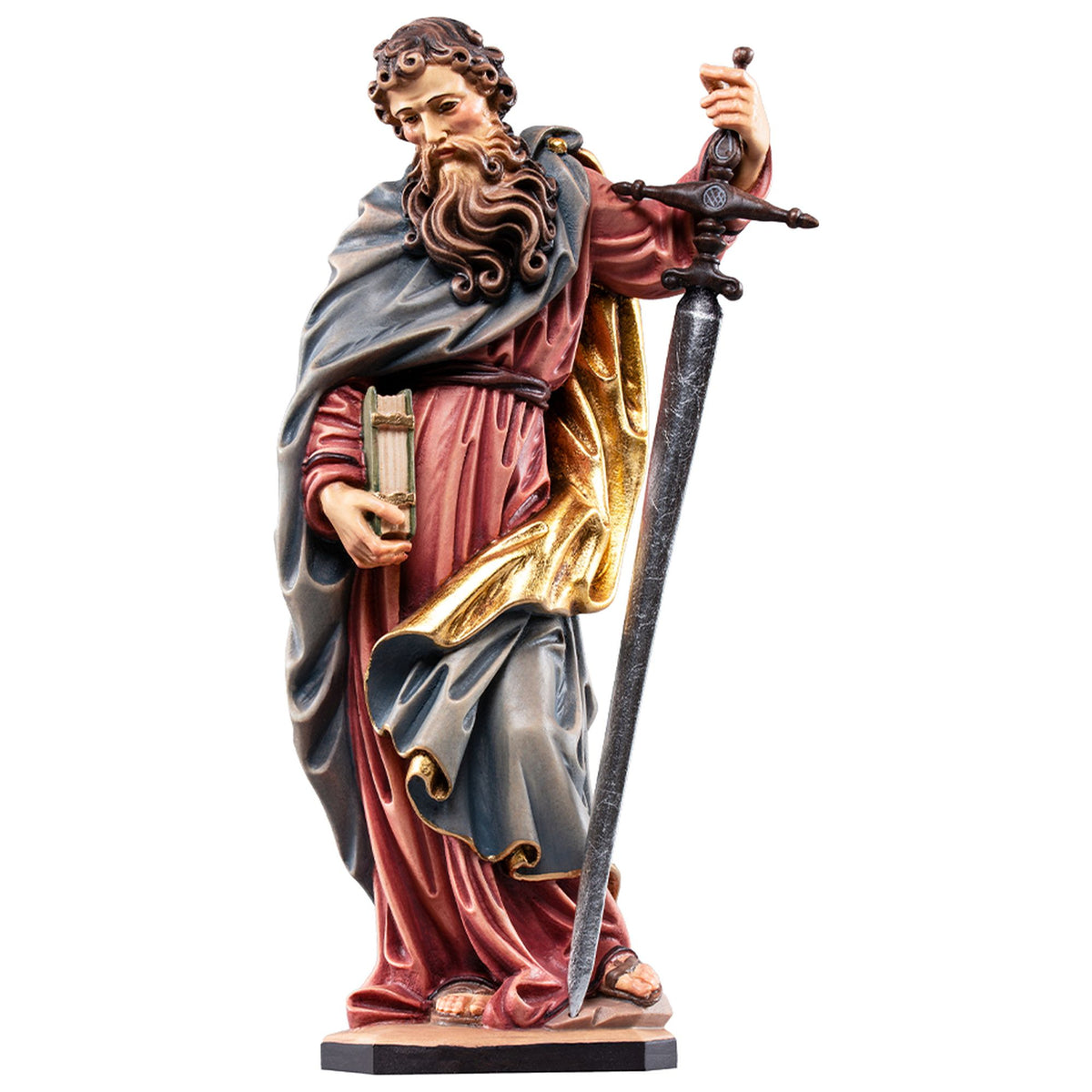 Hl. Paulus mit Schwert – handgeschnitzte Holzfigur, Ausführung handbemalt