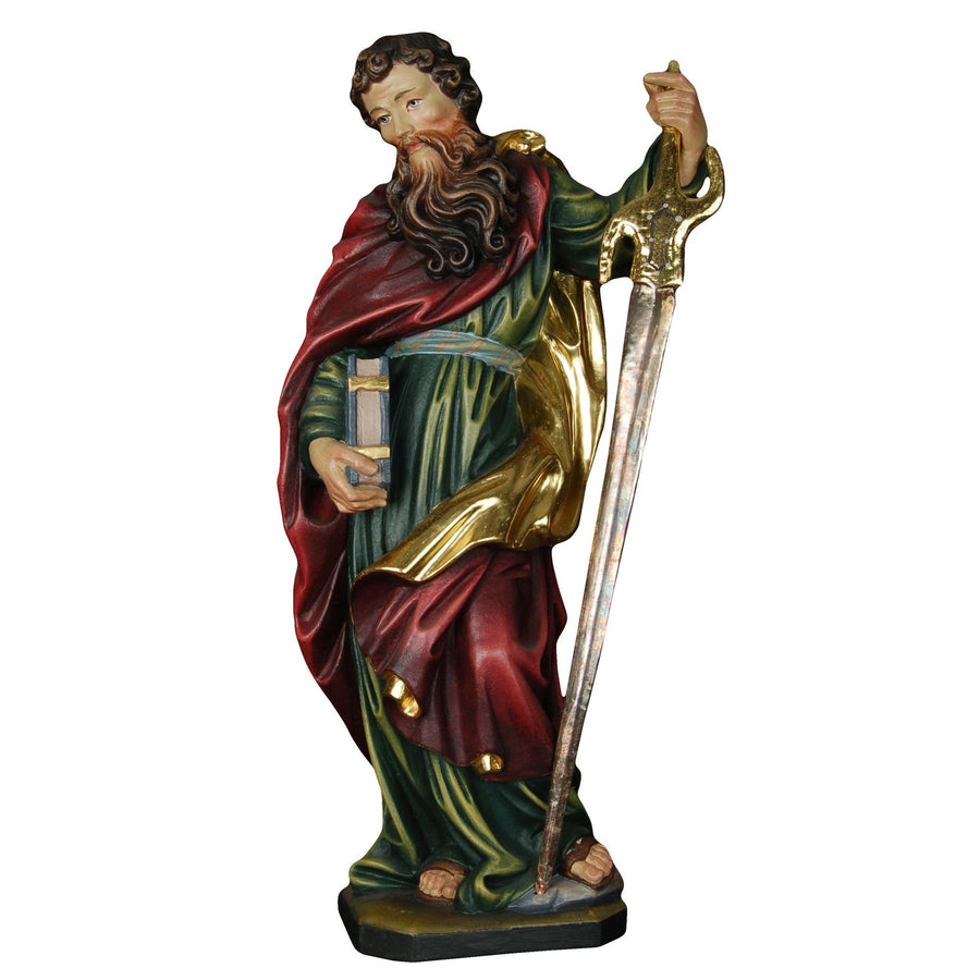 Hl. Paulus mit Schwert – handgeschnitzte Holzfigur, Ausführung Echtgold