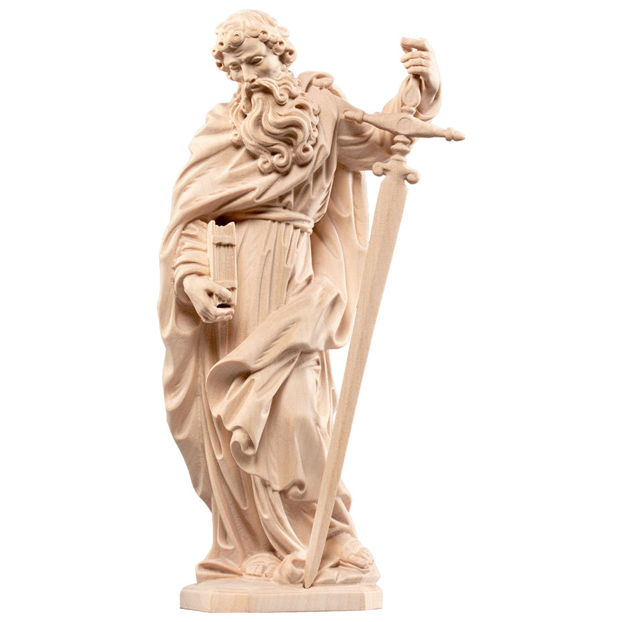 Hl. Paulus mit Schwert – handgeschnitzte Holzfigur, Ausführung natur