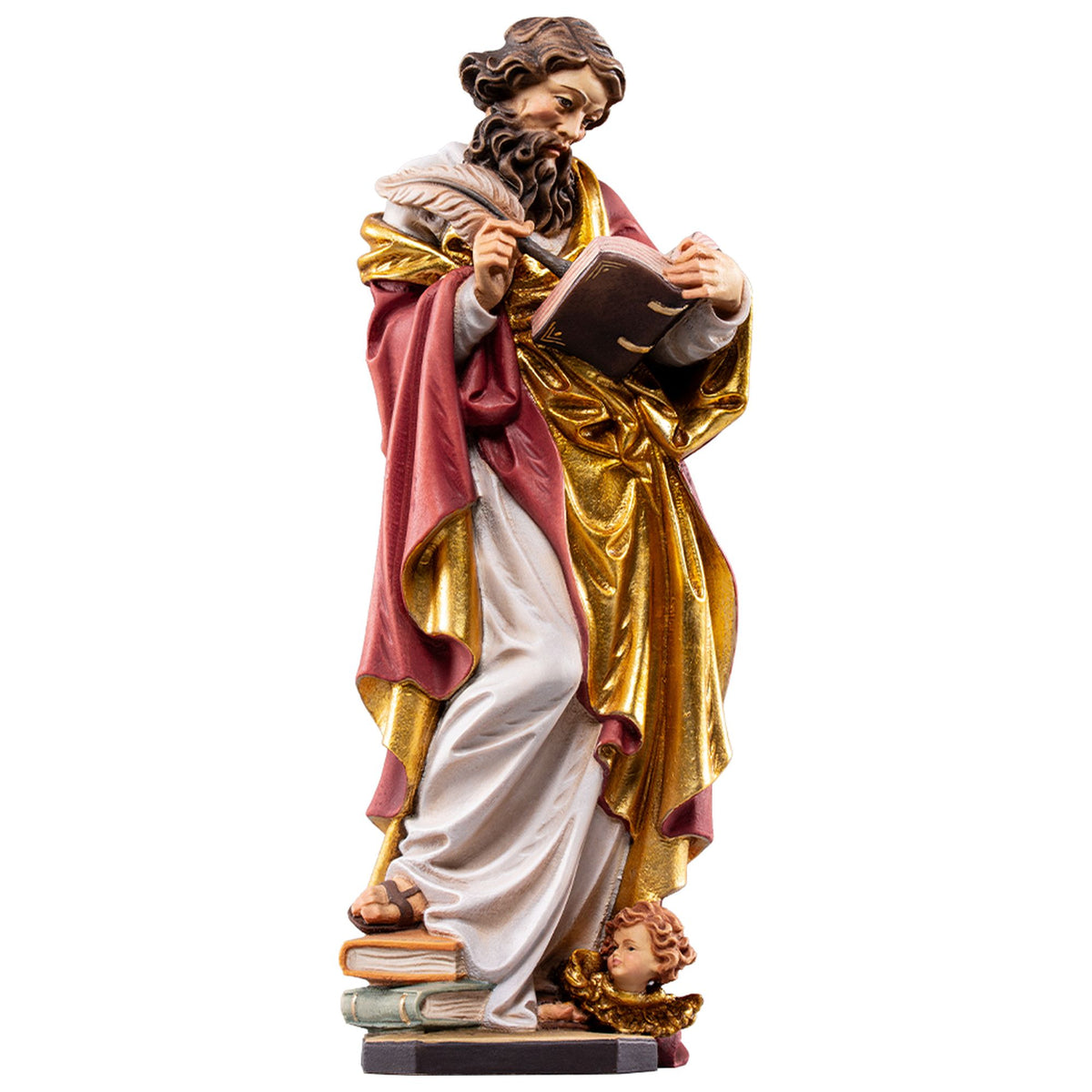 Hl. Matthäus der Evangelist – handgeschnitzte Holzfigur, Ausführung handbemalt