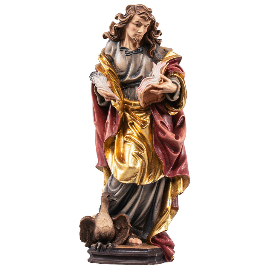 Hl. Johannes der Evangelist mit Adler – handgeschnitzte Holzfigur, Ausführung handbemalt