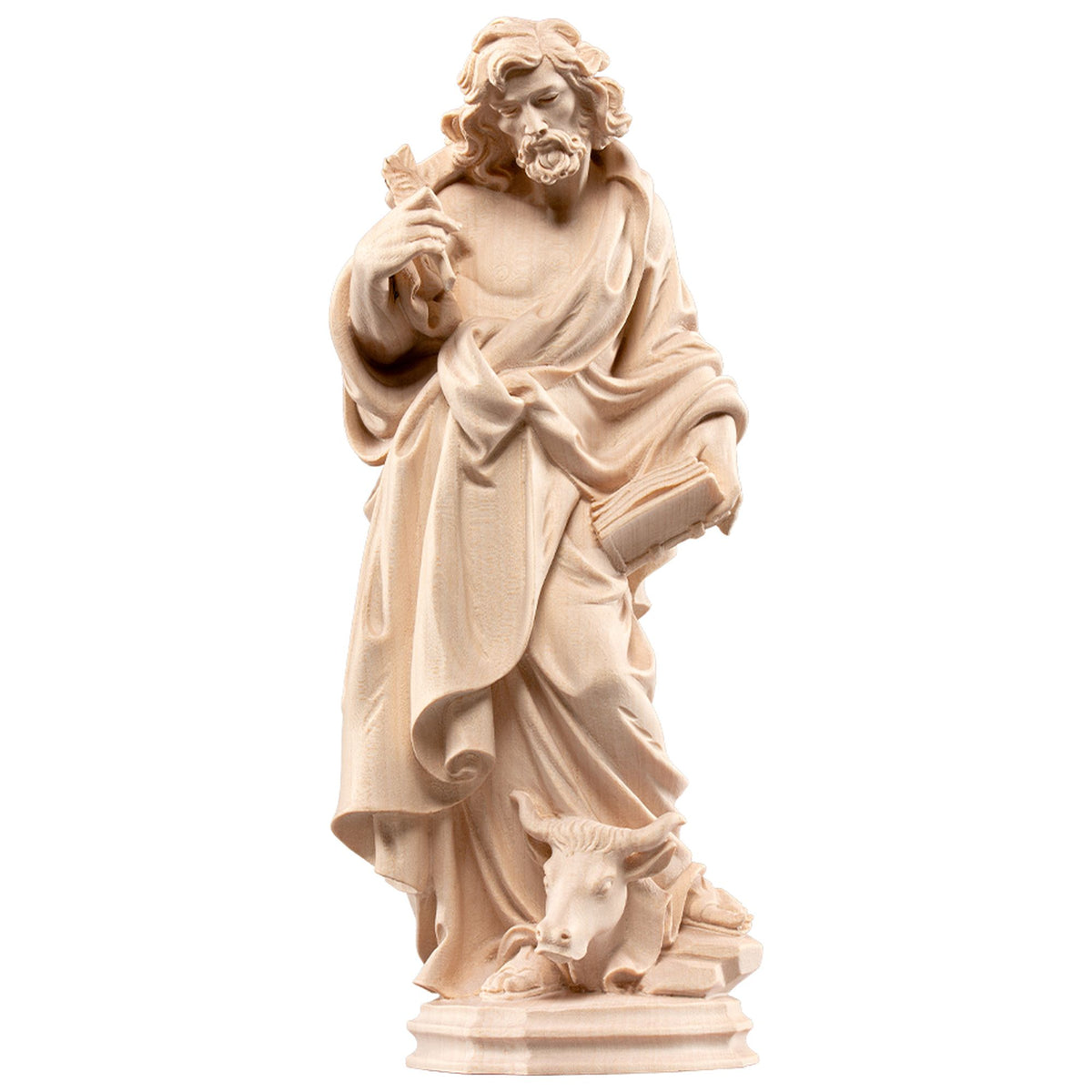 Hl. Lukas der Evangelist – handgeschnitzte Holzfigur, Ausführung natur