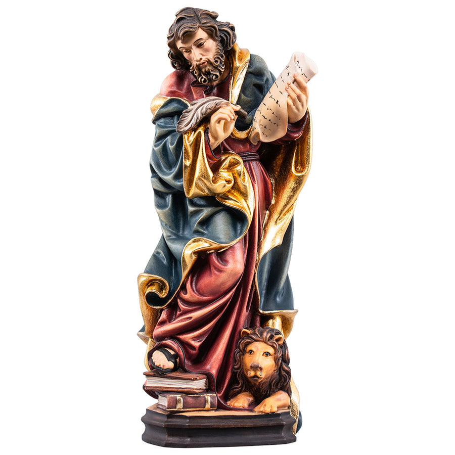 Hl. Markus der Evangelist – handgeschnitzte Holzfigur, Ausführung handbemalt