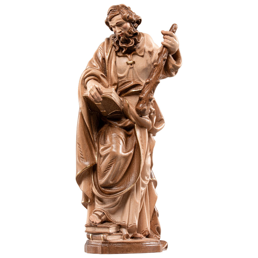 Hl. Judas Thaddäus – handgeschnitzte Holzfigur, Ausführung mehrfarbig gebeizt