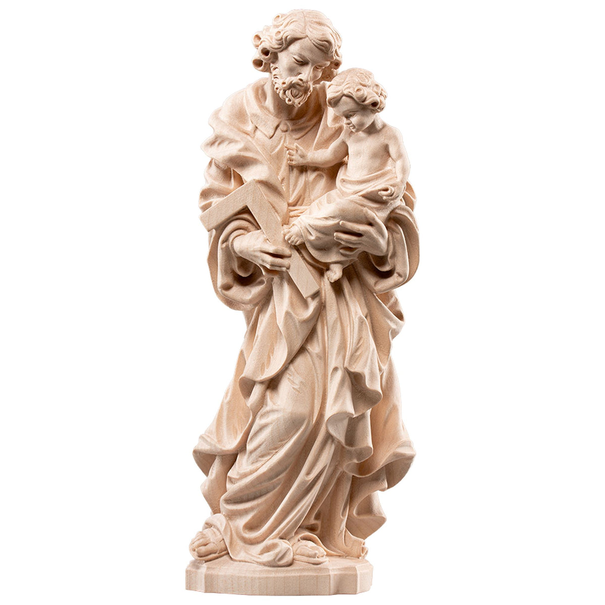 Hl. Josef mit Kind – handgeschnitzte Holzfigur, Ausführung natur