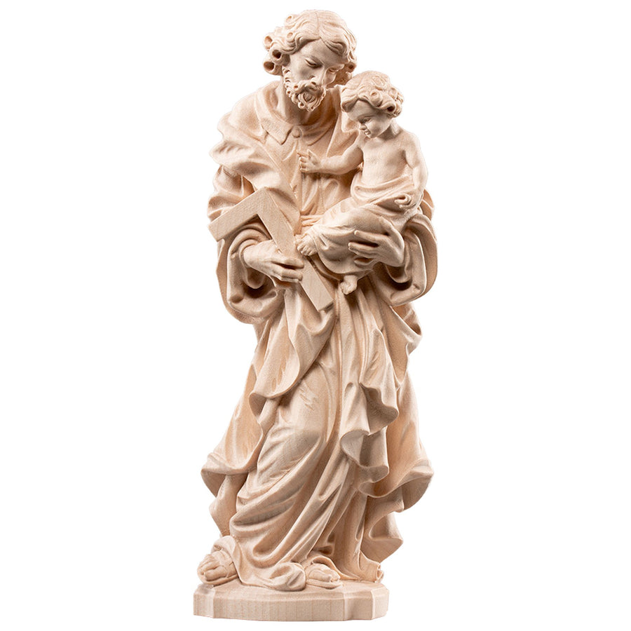 Hl. Josef mit Kind – handgeschnitzte Holzfigur, Ausführung natur