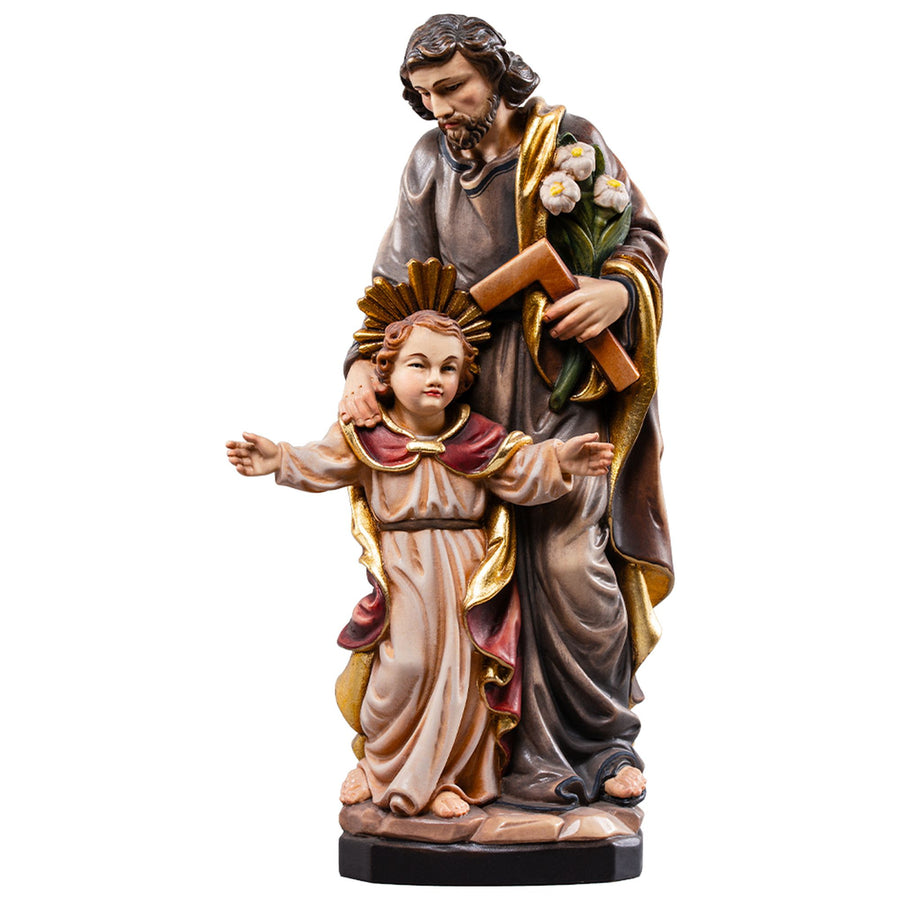 Hl. Josef mit Jesusknabe – handgeschnitzte Holzfigur, Ausführung handbemalt