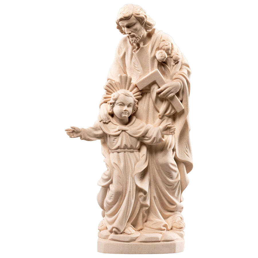 Hl. Josef mit Jesusknabe – handgeschnitzte Holzfigur, Ausführung natur