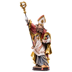 St Nicholas with Book and Apple – hand-carved wooden statue, hand-painted finish
