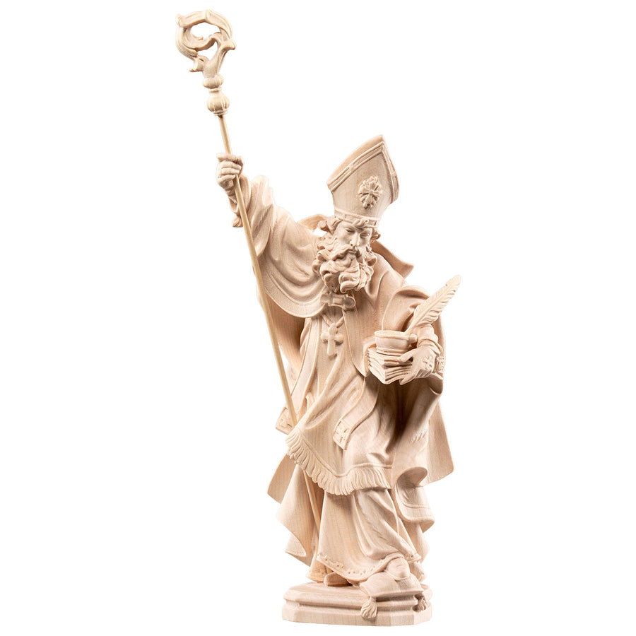 Saint Othon de Bamberg avec livre et plume – statue en bois sculptée à la main au Tyrol du Sud, finition naturelle