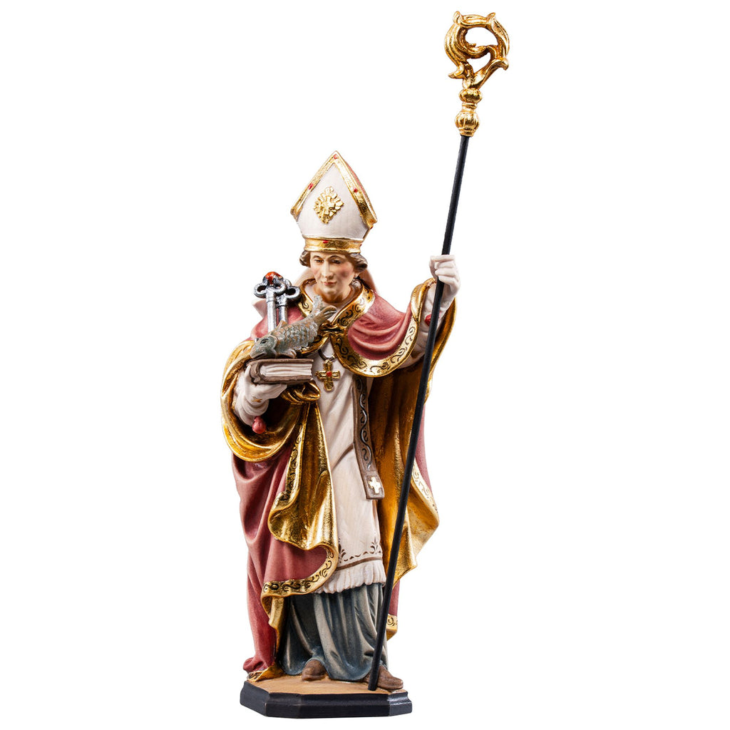 Heilige Männer – Hl. Benno von Meißen mit Fisch und Schlüssel, handgeschnitzt in Südtirol