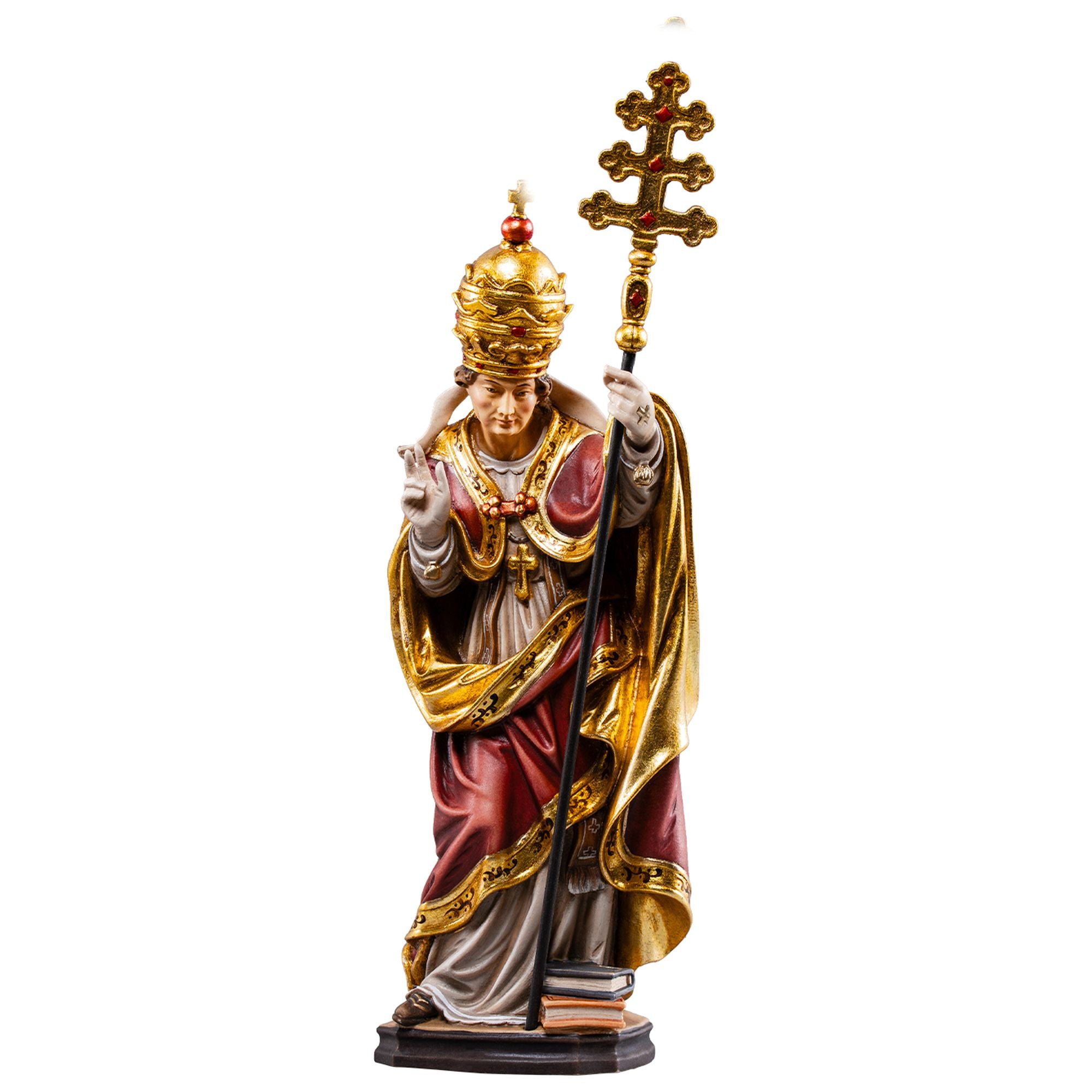 Hl. Callistus I – Papstfigur mit dreifachem Kreuz, handgeschnitzt in Südtirol