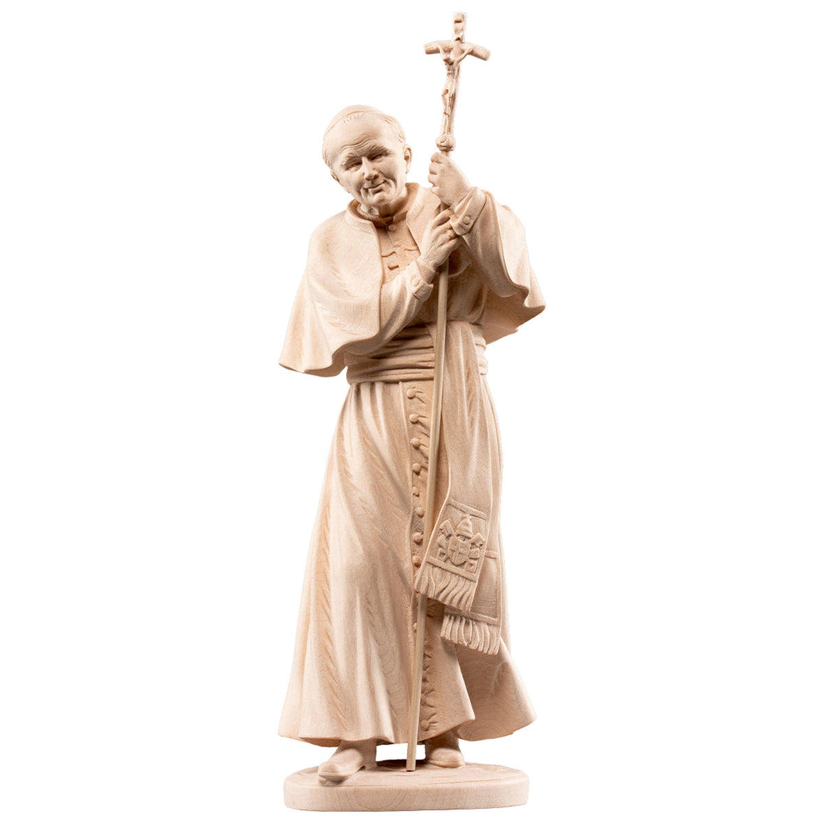 Hl. Johannes Paul II. – handgeschnitzte Holzfigur, Ausführung natur
