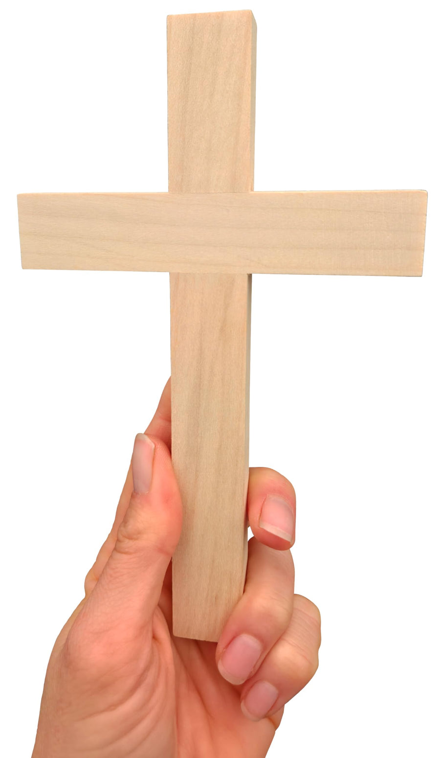 Schlichtes Wandkreuz aus hellem Lindenholz, 18 × 11 cm, ohne Figur, gesegnet
